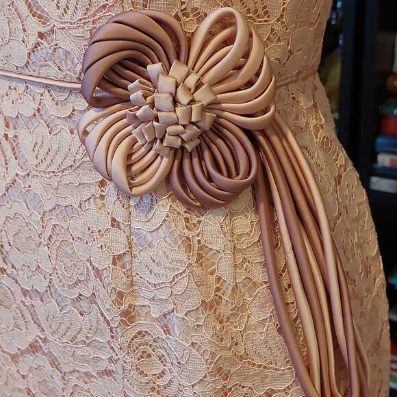VTG illusion Bombshell Wiggle Dress Union made VLV wedding lace - Picture 3 of 12